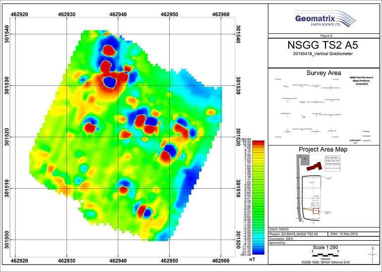 Example G-858 data set over the NSGG UXO test site, Leicester UK.