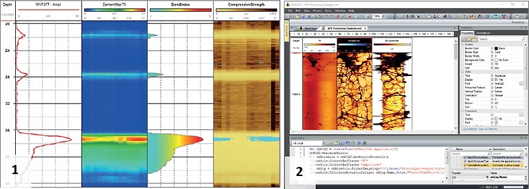 Fig 3 Shows the new structure features 1) Fullwaveform Sonic Module, 2) Script Editor automation module. All images courteously provided by ALT.