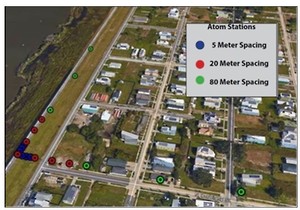 L-shaped array with non-uniform spacing in the Lower 9th Ward, New Orleans, using the ATOM Passive Wave Wireless Seismic system