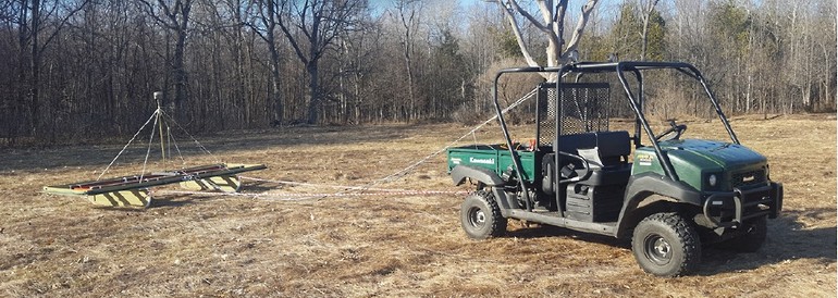 Fig.1. Showing the typical survey set up and tow vehicle arrangement of the EM63 Flex (Image courteously provided by Geonics)