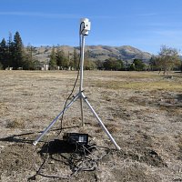 G-857 setup as a base station magnetometer for monitoring diurnal corrections.  Image courtesy of Geometrics Inc