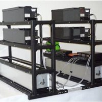 RS700 system with 4 x 4 RSX-1 gamma spectrometers and RSN-4 Neutron detector. This detector configuration permits lateral target discrimination. Image courtesy of Radiation Solutions Inc .