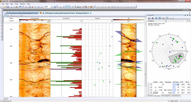 The Image & Structure Interpretation (ISI) module for WellCAD provides a comprehensive tool kit for analysing acoustic logs. Image courtesy of Mount Sopris Instruments.