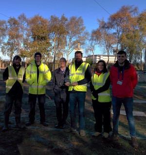 The team at the newly constructed BT test site.