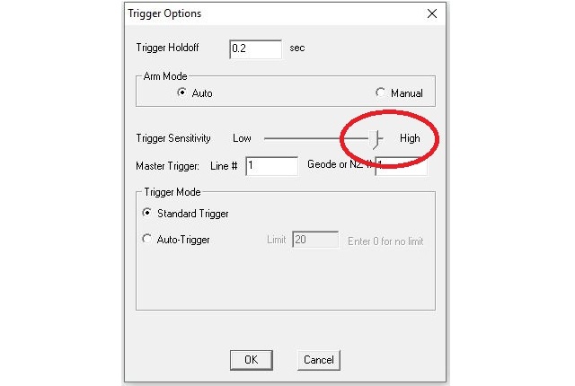 Seismodule Controller Trigger Sensitivity Window