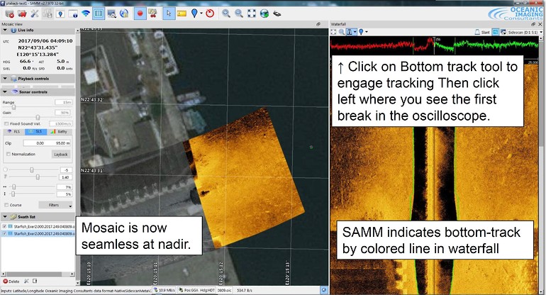 SAMM with new bottom track feature, for selected Side Scan Sonar systems