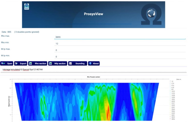 Syscal WiConnect Data acquisition screen. Image Courtesy of Iris Instruments.