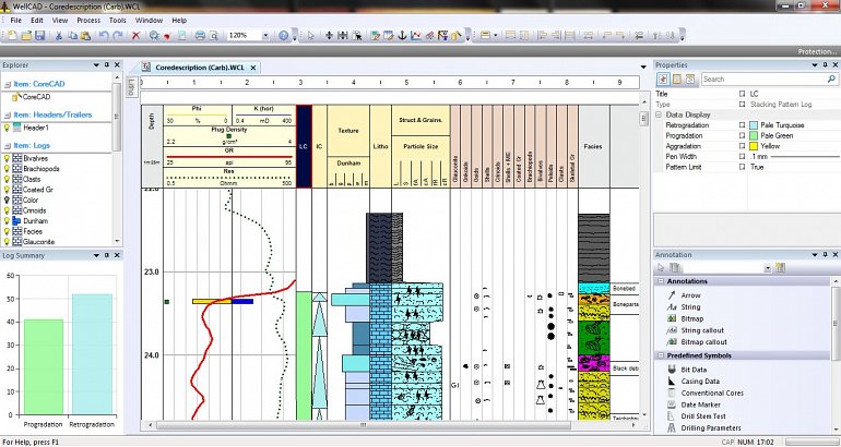 Fig.1. Screen Capture from a WellCAD Project. Image courtesy of Mount Sopris Instruments.