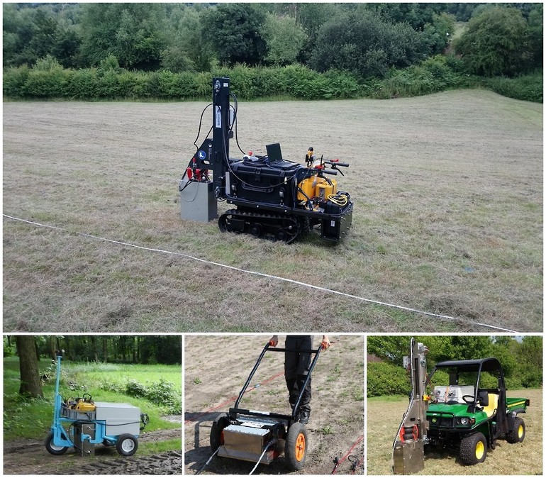 Lightning Seismic Vibrating source mounted to an ATV for deployment on difficult terrain.